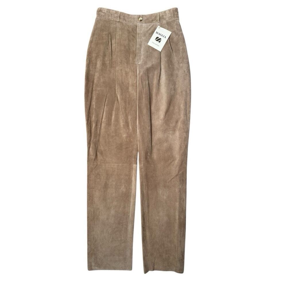 Casual Straight Leg Suede Pants in Taupe